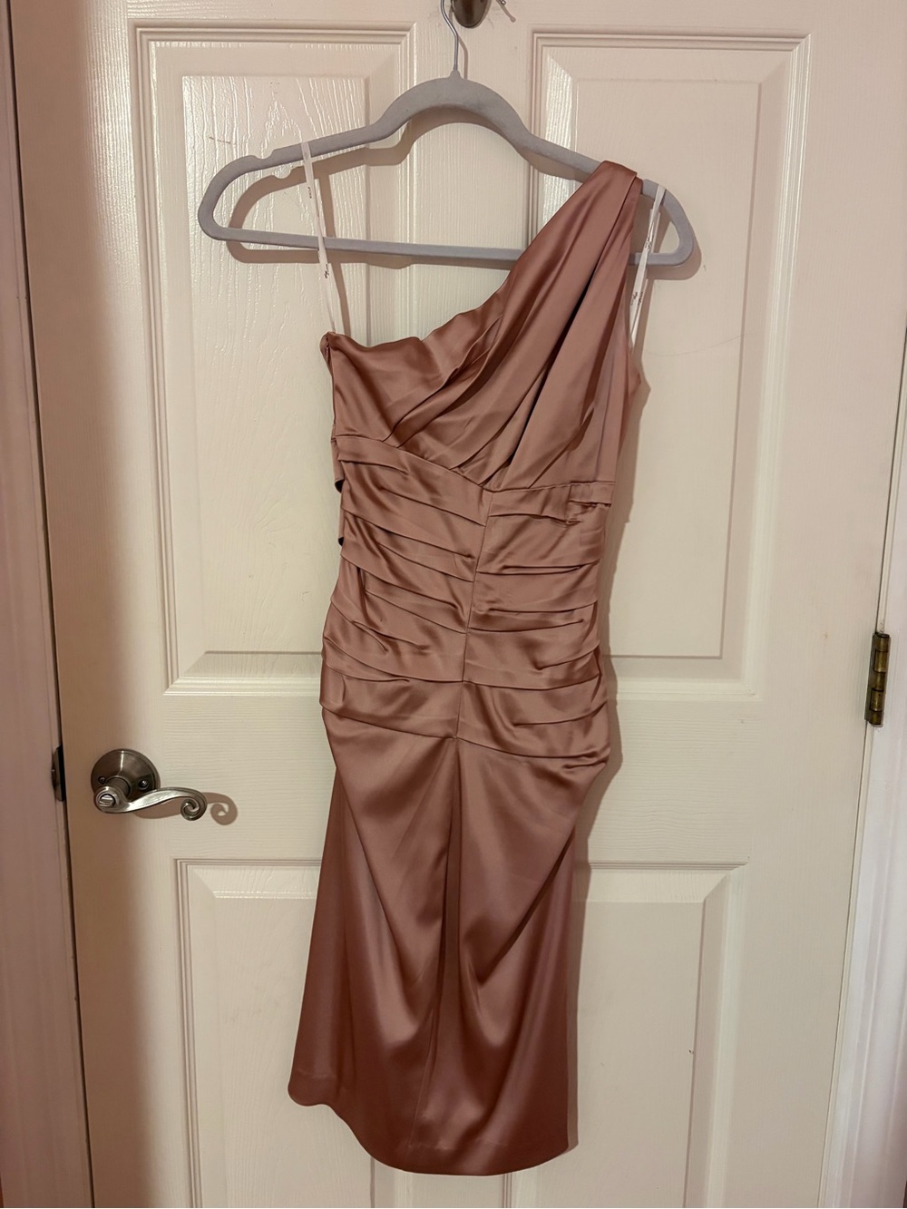 Suzi Chin for Maggy Boutique One-Shoulder Satin Dress in Mauve - Picture 2 of 3